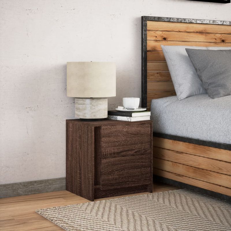 Casa si Gradina - Mobilier - Comode si corpuri - Noptiere - Noptiera cu lumini LED, stejar maro, lemn prelucrat - Infinity.ro