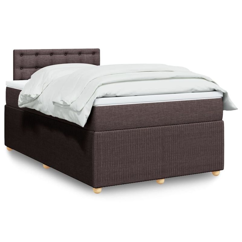 Casa si Gradina - Mobilier - Paturi si accesorii - Paturi - Pat box spring cu saltea, maro inchis, 120x200 cm, textil - Infinity.ro