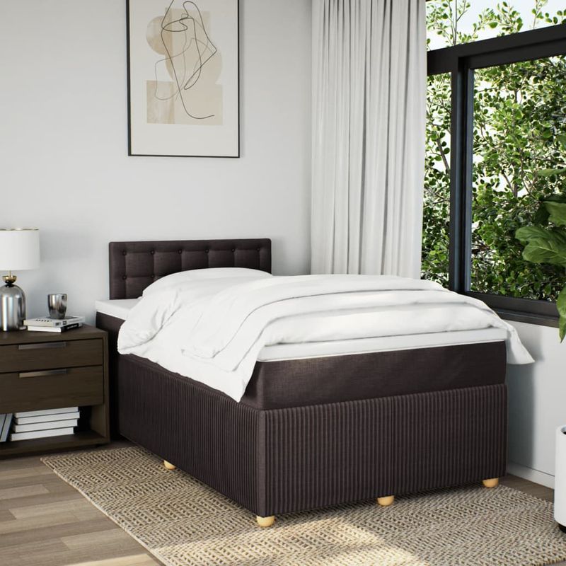 Casa si Gradina - Mobilier - Paturi si accesorii - Paturi - Pat box spring cu saltea, maro inchis, 120x200 cm, textil - Infinity.ro