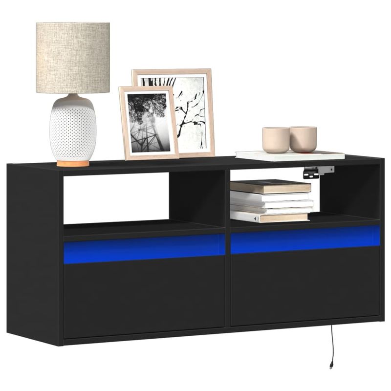Casa si Gradina - Mobilier - Comode si corpuri - Comode - Dulap TV de perete cu lumini LED negru 100x31x45 cm - Infinity.ro