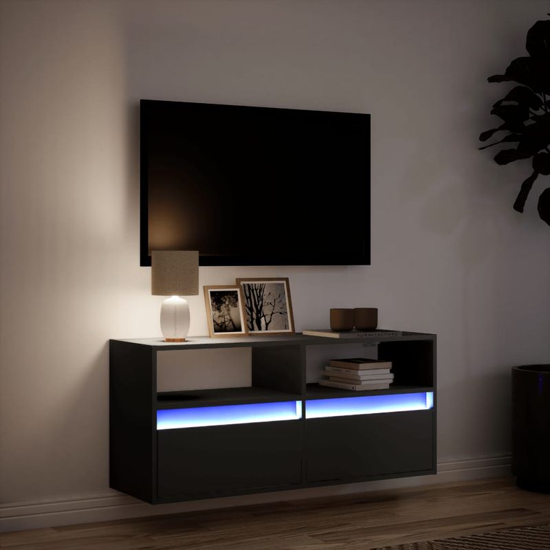 Casa si Gradina - Mobilier - Comode si corpuri - Comode - Dulap TV de perete cu lumini LED negru 100x31x45 cm - Infinity.ro