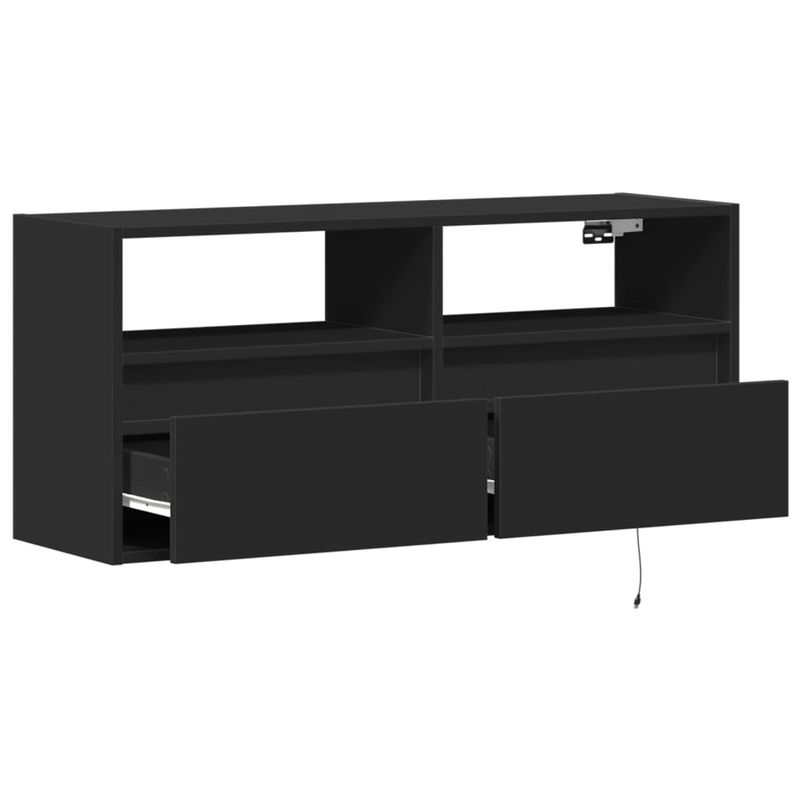 Casa si Gradina - Mobilier - Comode si corpuri - Comode - Dulap TV de perete cu lumini LED negru 100x31x45 cm - Infinity.ro
