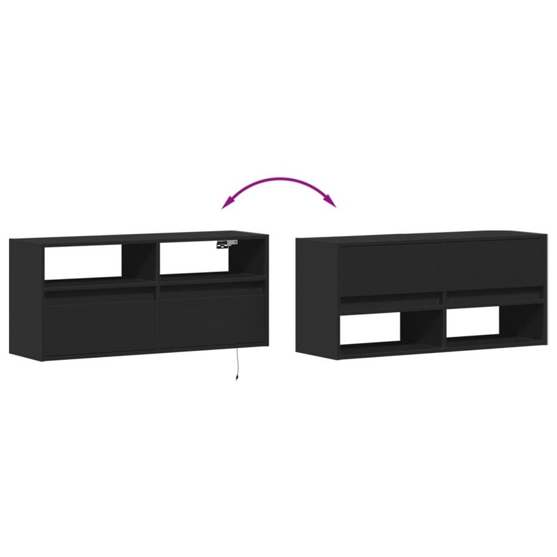 Casa si Gradina - Mobilier - Comode si corpuri - Comode - Dulap TV de perete cu lumini LED negru 100x31x45 cm - Infinity.ro