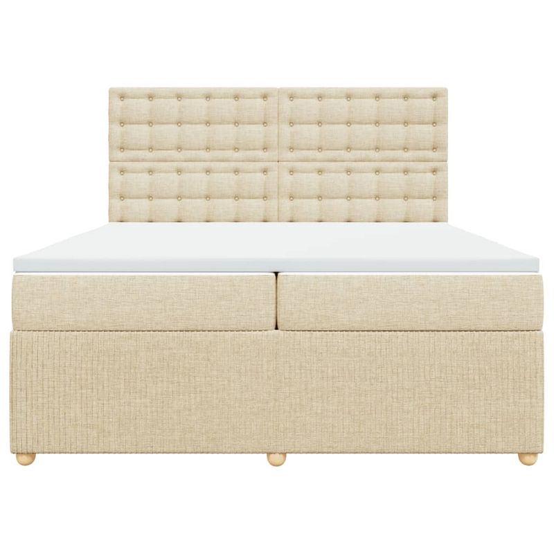 Casa si Gradina - Mobilier - Paturi si accesorii - Paturi - Pat box spring cu saltea, crem, 200x200 cm, textil - Infinity.ro