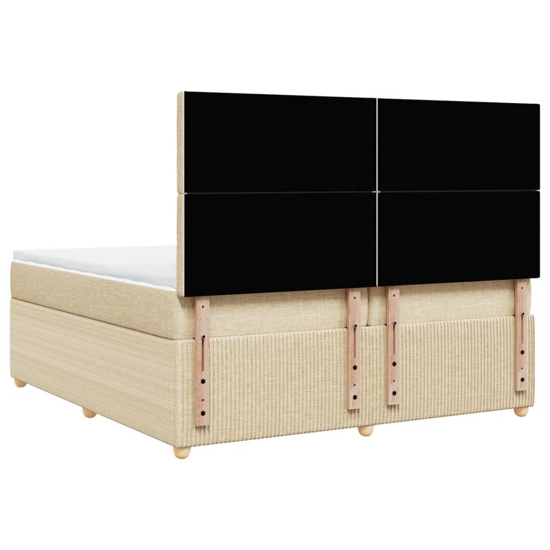 Casa si Gradina - Mobilier - Paturi si accesorii - Paturi - Pat box spring cu saltea, crem, 200x200 cm, textil - Infinity.ro