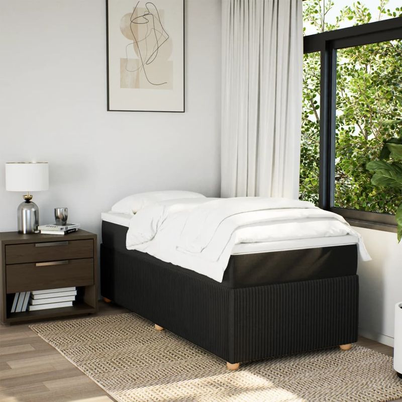 Casa si Gradina - Mobilier - Paturi si accesorii - Paturi - Pat box spring cu saltea, negru, 100x200 cm, textil - Infinity.ro
