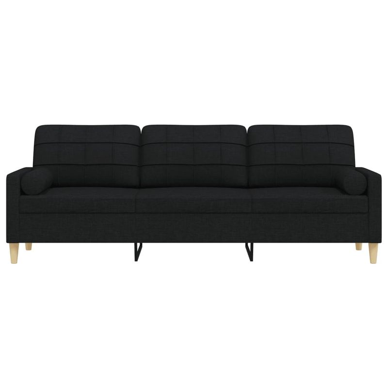 Casa si Gradina - Mobilier - Canapele si coltare - Canapele - Canapea cu 3 locuri cu pernute, negru, 210 cm, textil - Infinity.ro