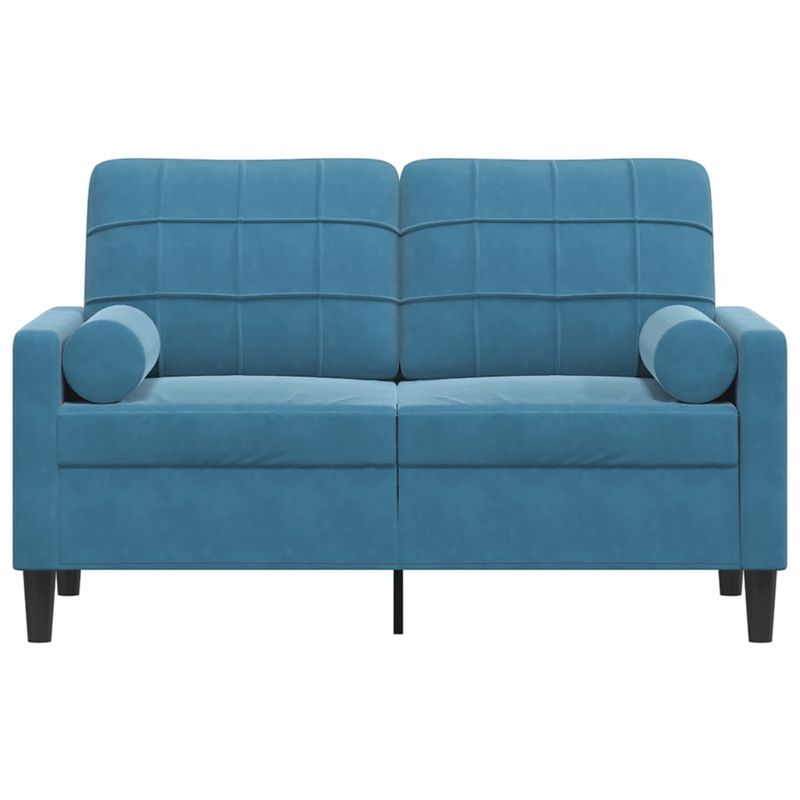 Casa si Gradina - Mobilier - Canapele si coltare - Canapele - Canapea cu 2 locuri cu pernute, albastru, 120 cm, catifea - Infinity.ro
