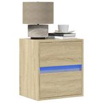 Casa si Gradina - Mobilier - Comode si corpuri - Noptiere - Noptiera montata pe perete cu lumini LED, stejar sonoma - Infinity.ro