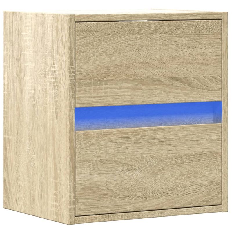 Casa si Gradina - Mobilier - Comode si corpuri - Noptiere - Noptiera montata pe perete cu lumini LED, stejar sonoma - Infinity.ro