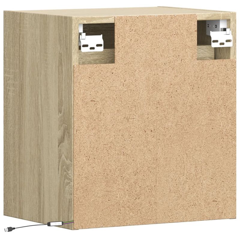 Casa si Gradina - Mobilier - Comode si corpuri - Noptiere - Noptiera montata pe perete cu lumini LED, stejar sonoma - Infinity.ro