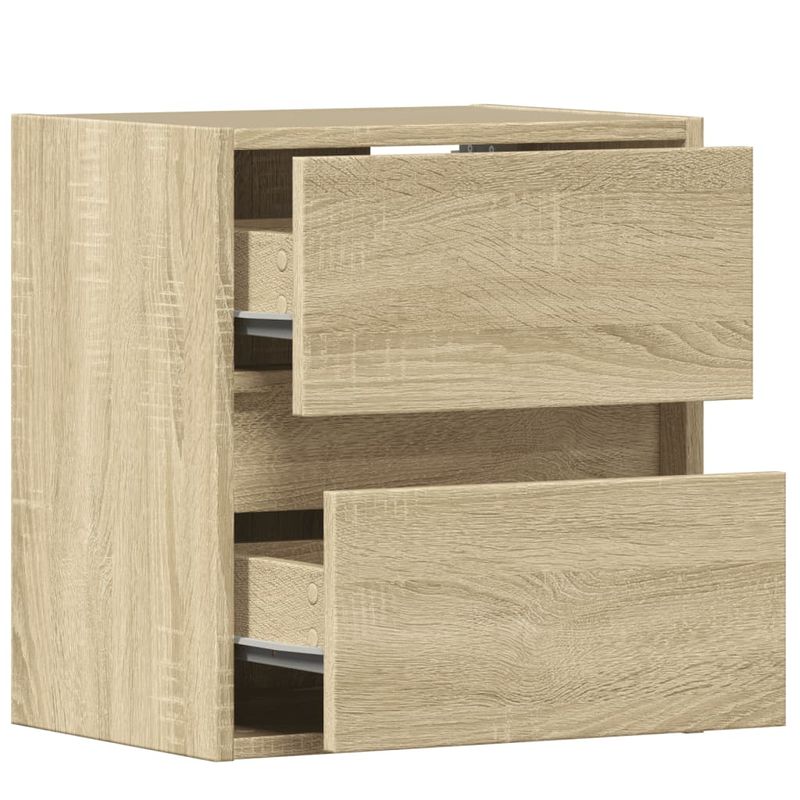 Casa si Gradina - Mobilier - Comode si corpuri - Noptiere - Noptiera montata pe perete cu lumini LED, stejar sonoma - Infinity.ro