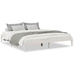 Casa si Gradina - Mobilier - Paturi si accesorii - Paturi - Cadru pat foarte lung fara saltea alb 200x220 cm lemn masiv pin - Infinity.ro