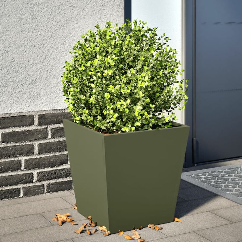 Casa si Gradina - Gradinarit si plante - Plante si ghivece - Ghivece si suporturi - Jardiniera de gradina, verde masliniu, 40x40x40 cm, otel - Infinity.ro