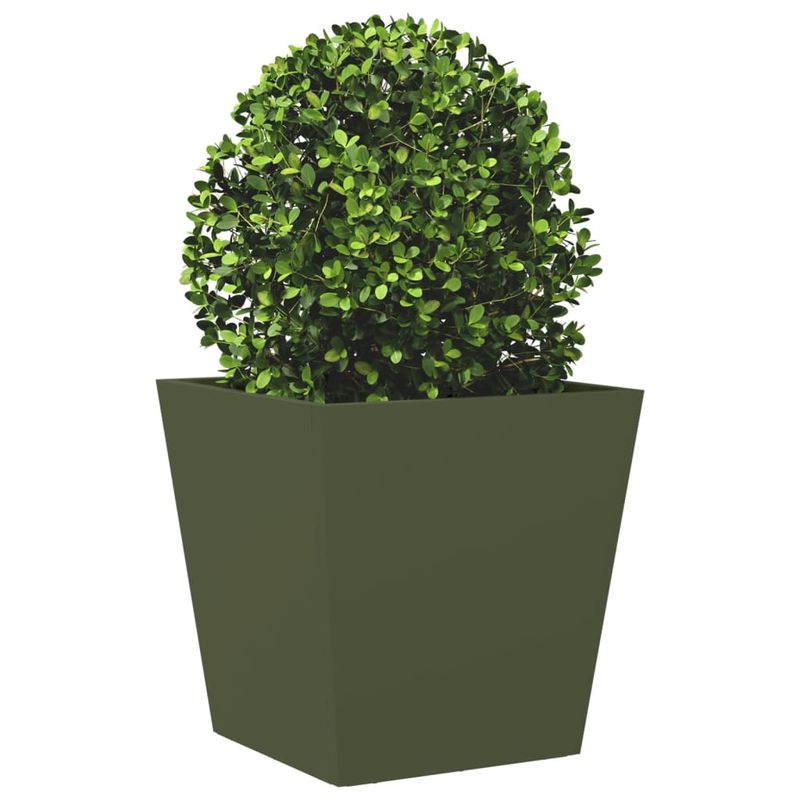 Casa si Gradina - Gradinarit si plante - Plante si ghivece - Ghivece si suporturi - Jardiniera de gradina, verde masliniu, 40x40x40 cm, otel - Infinity.ro