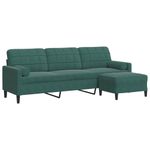 Casa si Gradina - Mobilier - Canapele si coltare - Canapele - Canapea cu 3 locuri si taburet, verde inchis, 210 cm, catifea - Infinity.ro