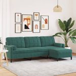 Casa si Gradina - Mobilier - Canapele si coltare - Canapele - Canapea cu 3 locuri si taburet, verde inchis, 210 cm, catifea - Infinity.ro