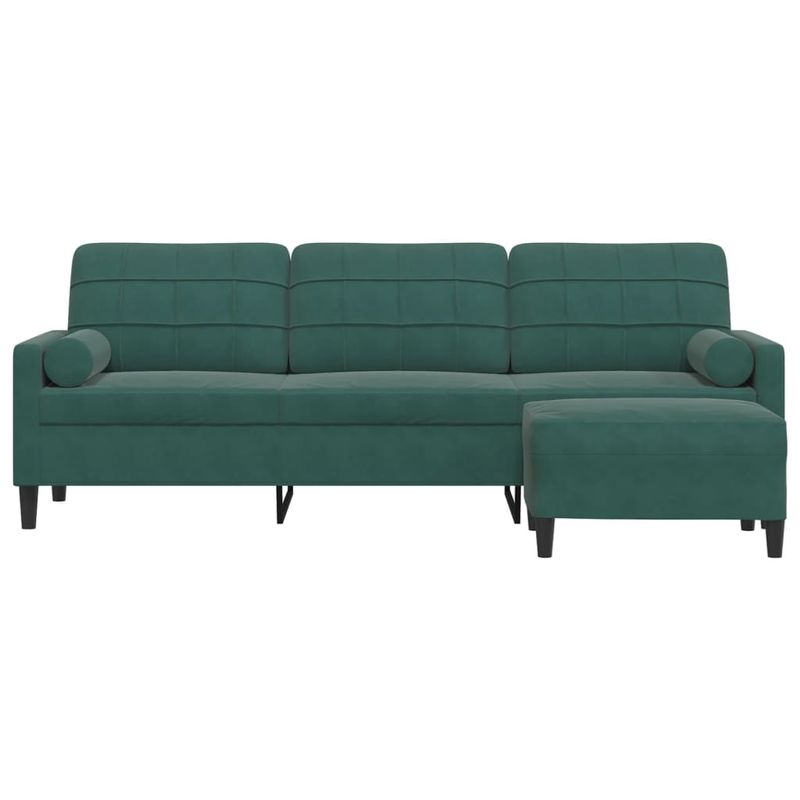 Casa si Gradina - Mobilier - Canapele si coltare - Canapele - Canapea cu 3 locuri si taburet, verde inchis, 210 cm, catifea - Infinity.ro