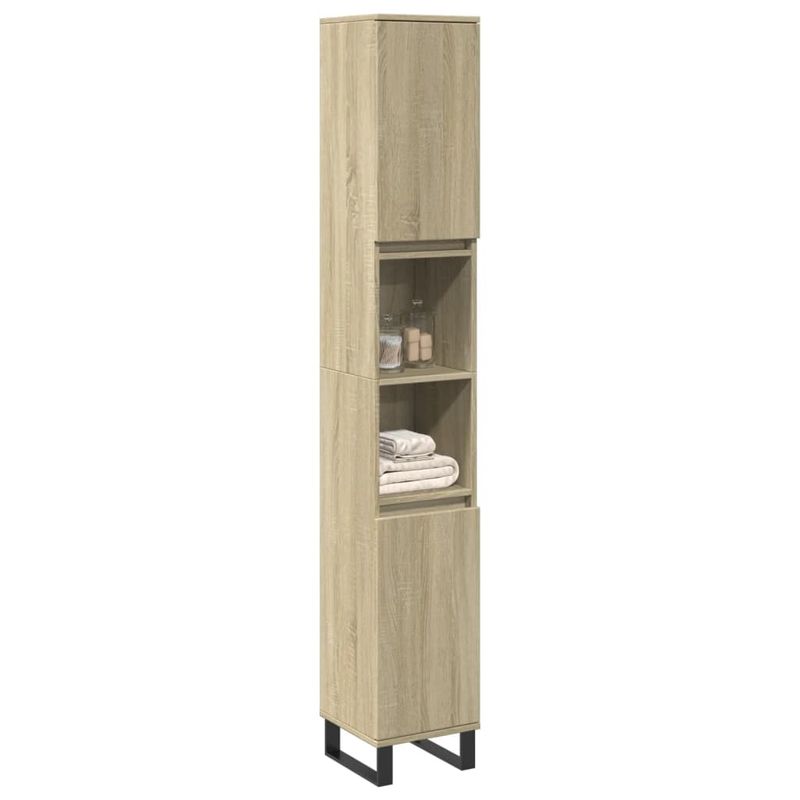 Casa si Gradina - Mobilier - Mobilier baie - Comode baie - Dulap de baie, stejar sonoma, 30x30x190 cm, lemn prelucrat - Infinity.ro