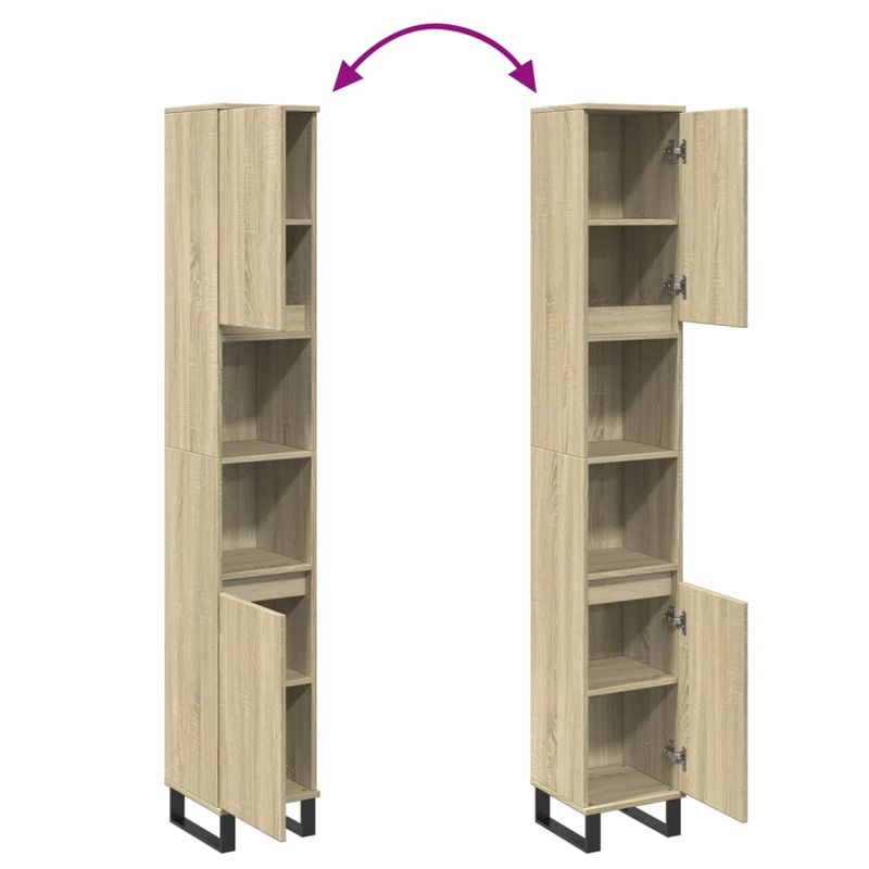 Casa si Gradina - Mobilier - Mobilier baie - Comode baie - Dulap de baie, stejar sonoma, 30x30x190 cm, lemn prelucrat - Infinity.ro
