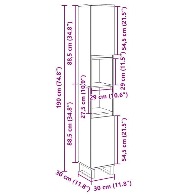Casa si Gradina - Mobilier - Mobilier baie - Comode baie - Dulap de baie, stejar sonoma, 30x30x190 cm, lemn prelucrat - Infinity.ro