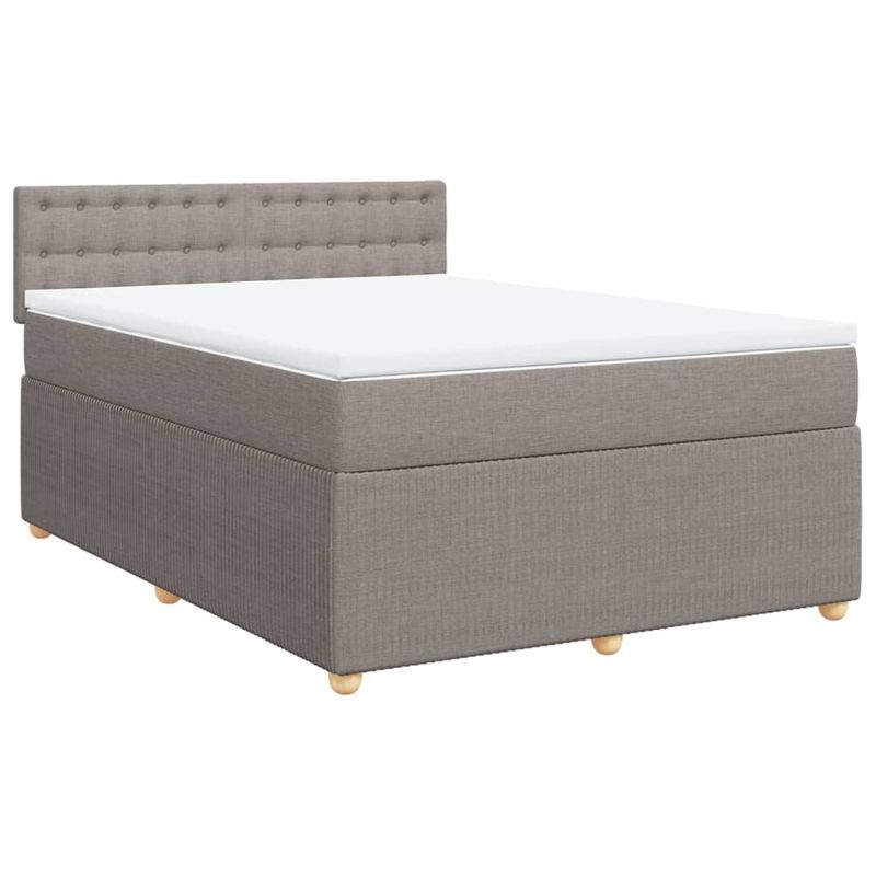 Casa si Gradina - Mobilier - Paturi si accesorii - Paturi - Pat box spring cu saltea, gri taupe, 160x200 cm material textil - Infinity.ro