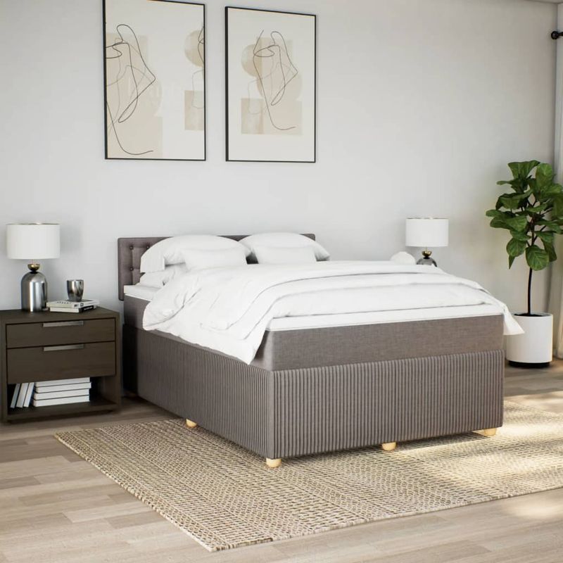Casa si Gradina - Mobilier - Paturi si accesorii - Paturi - Pat box spring cu saltea, gri taupe, 160x200 cm material textil - Infinity.ro