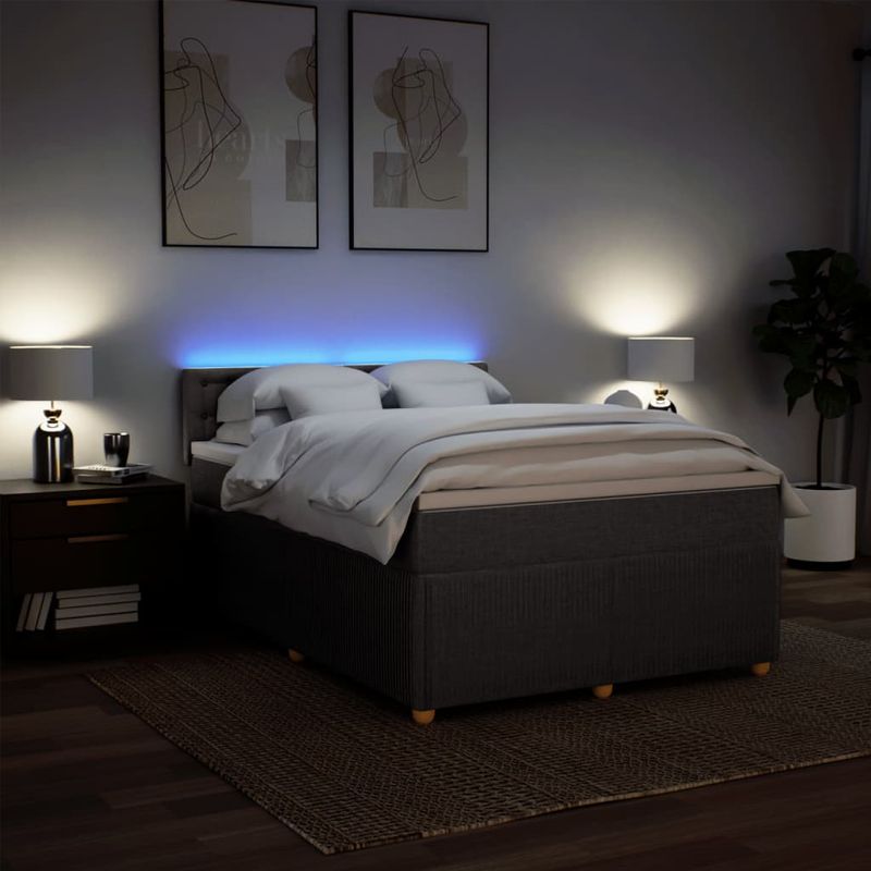 Casa si Gradina - Mobilier - Paturi si accesorii - Paturi - Pat box spring cu saltea, gri taupe, 160x200 cm material textil - Infinity.ro