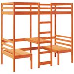 Casa si Gradina - Mobilier - Paturi si accesorii - Paturi - Cadru pat etajat birou/scaune, maro, 75x190 cm, lemn masiv pin - Infinity.ro