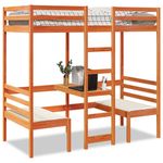 Casa si Gradina - Mobilier - Paturi si accesorii - Paturi - Cadru pat etajat birou/scaune, maro, 75x190 cm, lemn masiv pin - Infinity.ro