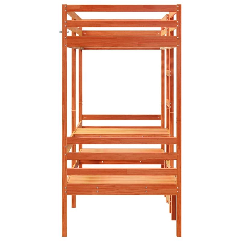 Casa si Gradina - Mobilier - Paturi si accesorii - Paturi - Cadru pat etajat birou/scaune, maro, 75x190 cm, lemn masiv pin - Infinity.ro
