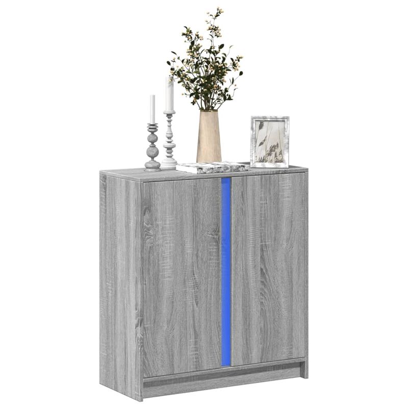Casa si Gradina - Mobilier - Comode si corpuri - Comode - Dulap cu LED, gri sonoma, 77x34x85 cm, lemn prelucrat - Infinity.ro