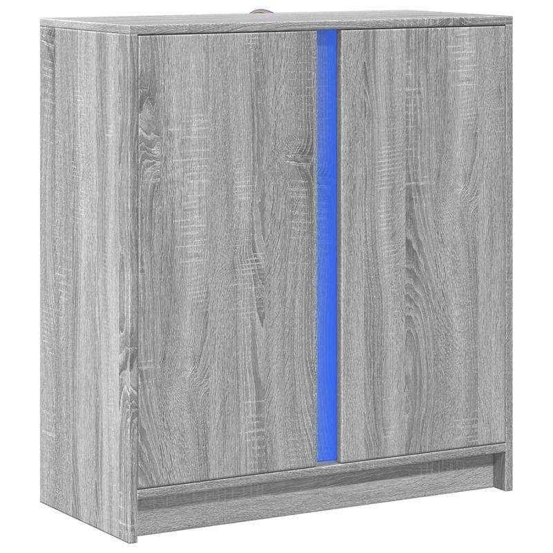 Casa si Gradina - Mobilier - Comode si corpuri - Comode - Dulap cu LED, gri sonoma, 77x34x85 cm, lemn prelucrat - Infinity.ro