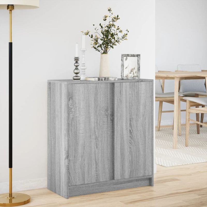 Casa si Gradina - Mobilier - Comode si corpuri - Comode - Dulap cu LED, gri sonoma, 77x34x85 cm, lemn prelucrat - Infinity.ro