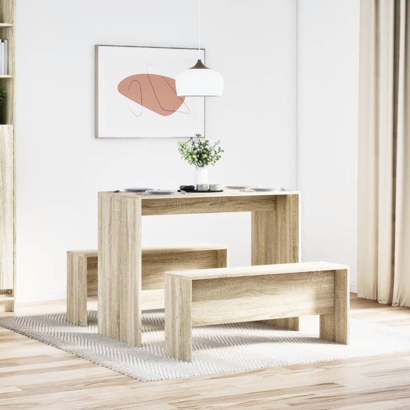 Casa si Gradina - Mobilier - Seturi de mobilier - Seturi mese si scaune - Set masa si banci bucatarie 3piese stejar sonoma lemn prelucrat - Infinity.ro