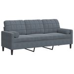 Casa si Gradina - Mobilier - Canapele si coltare - Canapele - Canapea cu 3 locuri cu pernute, gri inchis, 180 cm, catifea - Infinity.ro
