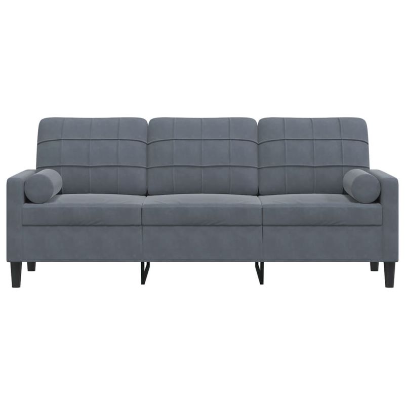 Casa si Gradina - Mobilier - Canapele si coltare - Canapele - Canapea cu 3 locuri cu pernute, gri inchis, 180 cm, catifea - Infinity.ro