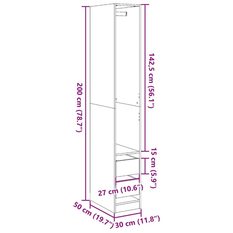 Casa si Gradina - Mobilier - Dulapuri si sifoniere - Sifoniere - Sifonier, lemn vechi, 30x50x200 cm, lemn prelucrat, cantitate 2 sertare - Infinity.ro