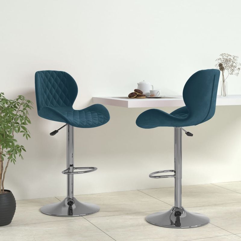 Casa si Gradina - Mobilier - Scaune si fotolii - Scaune - Scaune de bar, 2 buc., albastru, catifea - Infinity.ro