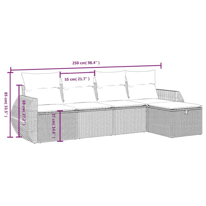 Casa si Gradina - Gradina si terasa - Mobilier exterior - Seturi mobila gradina - Set canapele de gradina cu perne, 5 piese gri deschis poliratan - Infinity.ro