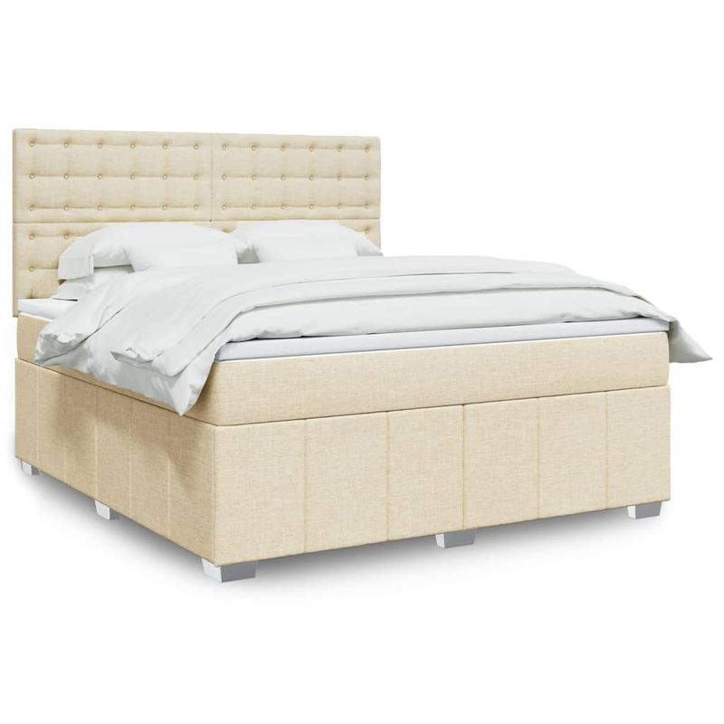 Casa si Gradina - Mobilier - Paturi si accesorii - Paturi - Pat continental cu saltea, crem, 180x200 cm, textil - Infinity.ro