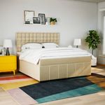 Casa si Gradina - Mobilier - Paturi si accesorii - Paturi - Pat continental cu saltea, crem, 180x200 cm, textil - Infinity.ro