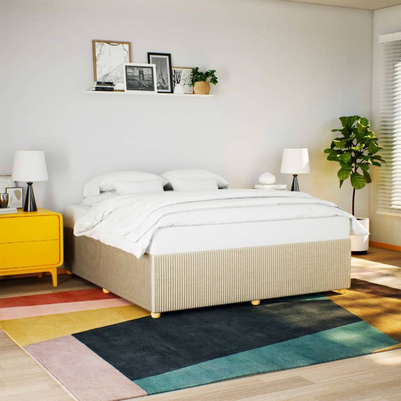 Casa si Gradina - Mobilier - Paturi si accesorii - Paturi - Cadru de pat fara saltea, crem, 180x200 cm, textil - Infinity.ro