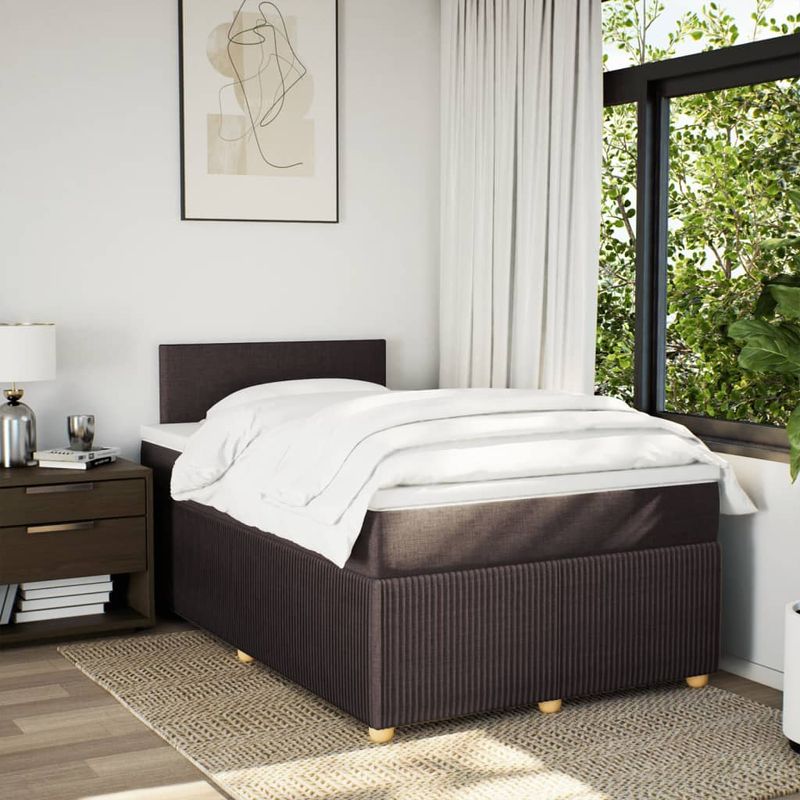 Casa si Gradina - Mobilier - Paturi si accesorii - Paturi - Pat box spring cu saltea, maro inchis, 120x200 cm, textil - Infinity.ro