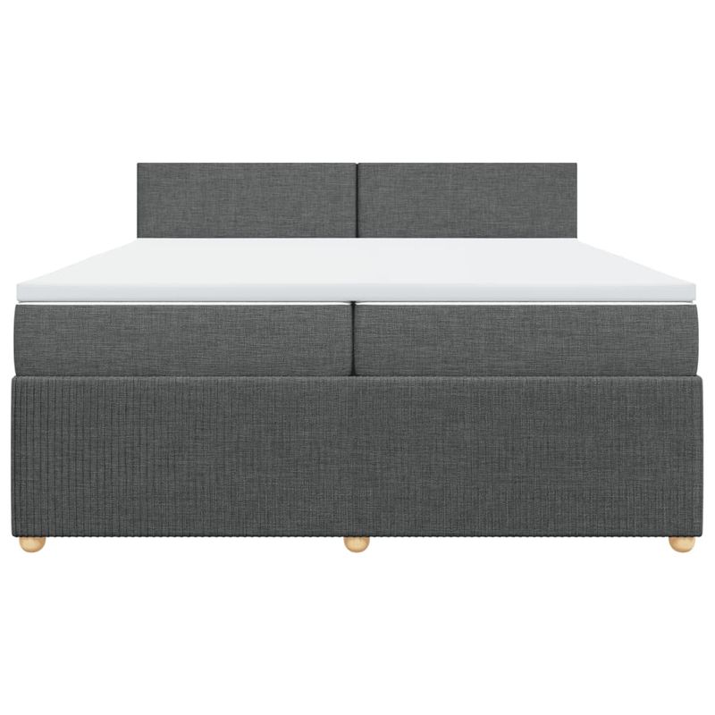 Casa si Gradina - Mobilier - Paturi si accesorii - Paturi - Pat box spring cu saltea, gri inchis, 200x200 cm, textil - Infinity.ro