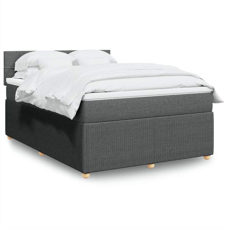 Casa si Gradina - Mobilier - Paturi si accesorii - Paturi - Pat box spring cu saltea, gri inchis, 140x190 cm, textil - Infinity.ro