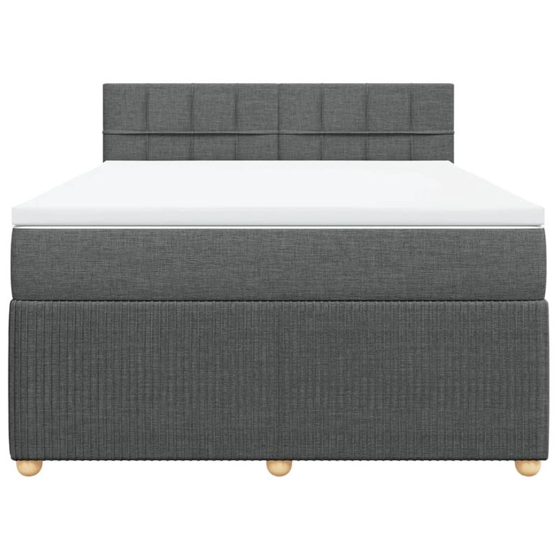 Casa si Gradina - Mobilier - Paturi si accesorii - Paturi - Pat box spring cu saltea, gri inchis, 140x190 cm, textil - Infinity.ro