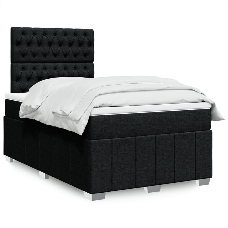 Casa si Gradina - Mobilier - Paturi si accesorii - Paturi - Pat box spring cu saltea, negru, 120x200 cm, textil - Infinity.ro