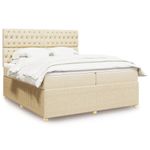Casa si Gradina - Mobilier - Paturi si accesorii - Paturi - Pat box spring cu saltea, crem, 200x200 cm, textil - Infinity.ro