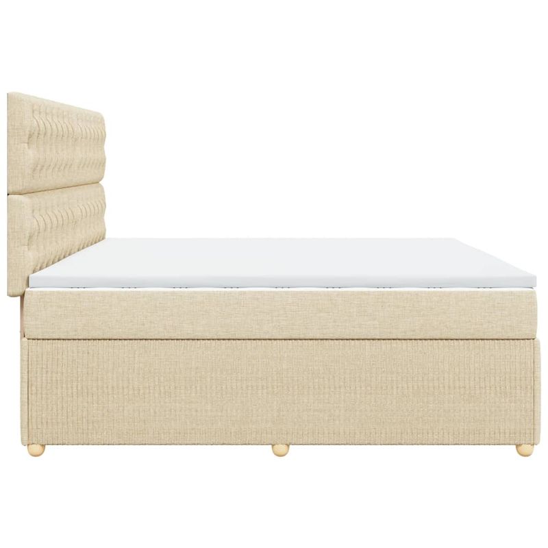 Casa si Gradina - Mobilier - Paturi si accesorii - Paturi - Pat box spring cu saltea, crem, 200x200 cm, textil - Infinity.ro